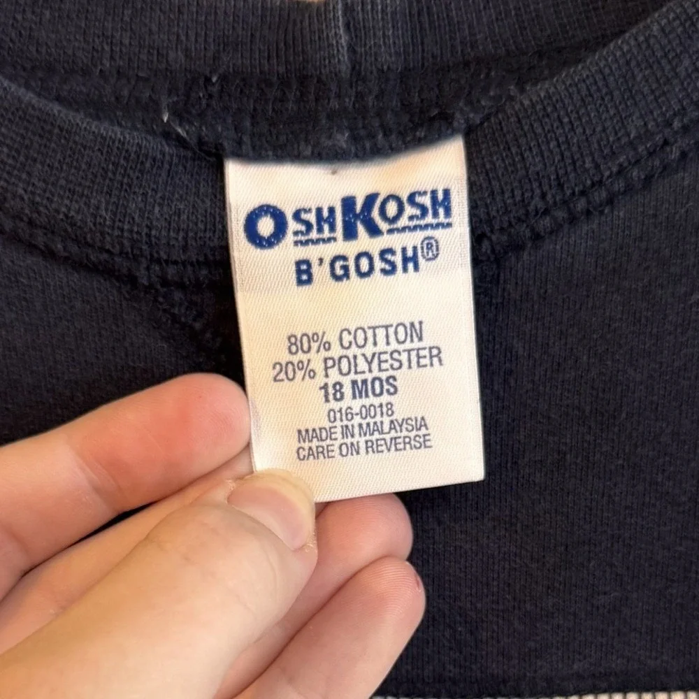 Vintage OshKosh Bgosh Baby Boys Navy Football Fleece Romper One Piece 18 Months
